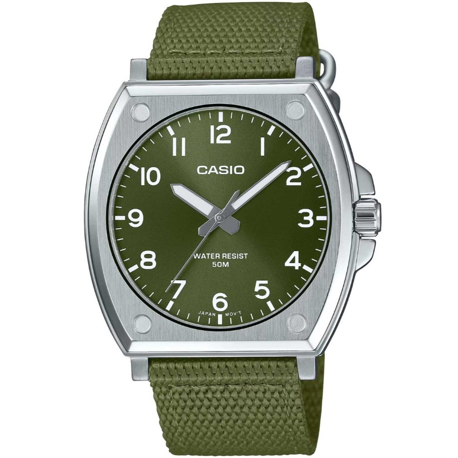 Christies Jewellery - MTPE730C-3A Casio Classic Cloth Strap Watch Auckland NZ MTPE730C-3A Casio Classic Cloth Strap Watch MTP-E730C-3A with Green colour Canvas Strap