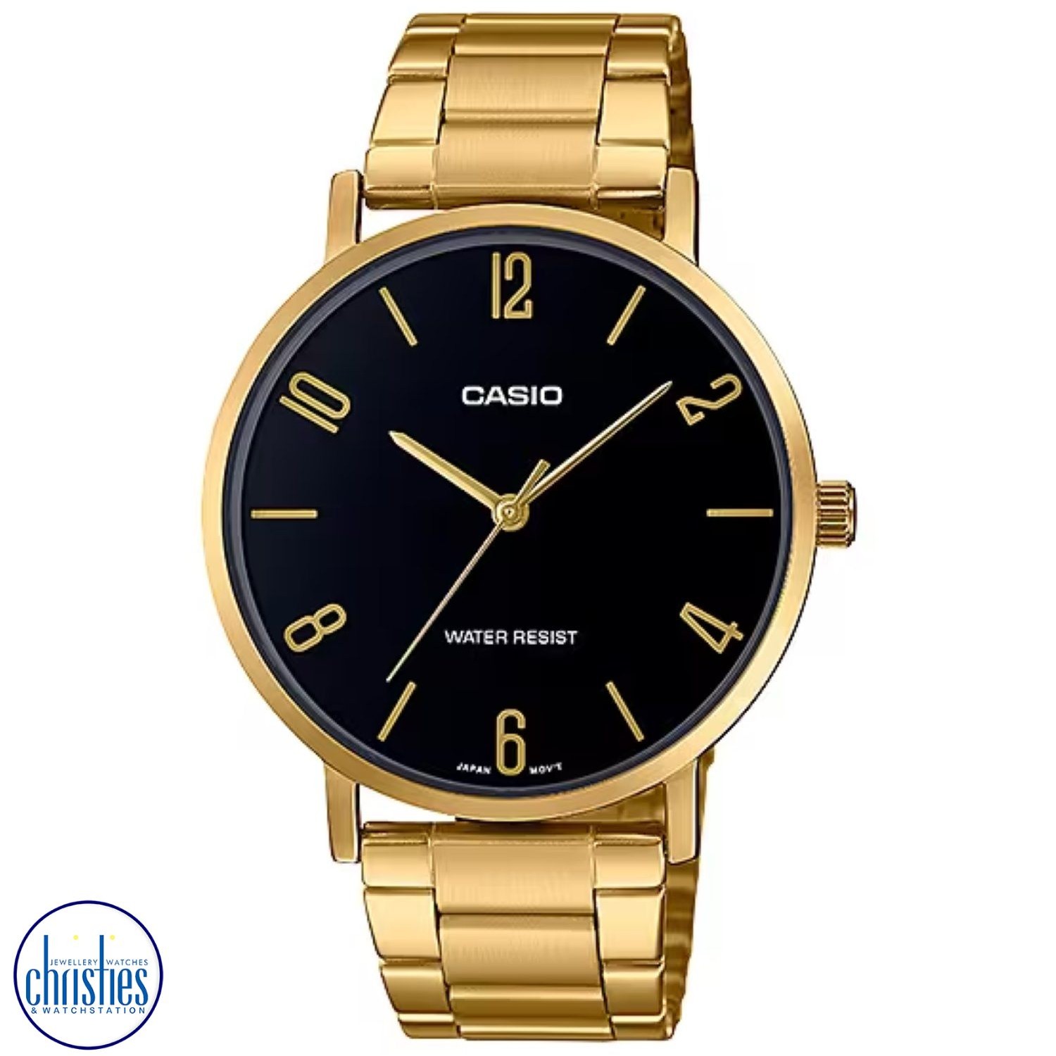 MTPVT01G-1B2 Casio Gold Black Dial Stainless Steel Watch MTPVT01G-1B2 Watches NZ