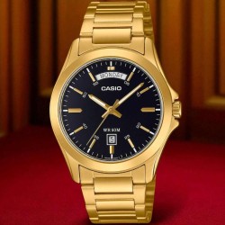 MTP1370G-1A Casio Gold-Tone Black Dial - Day-Date Display