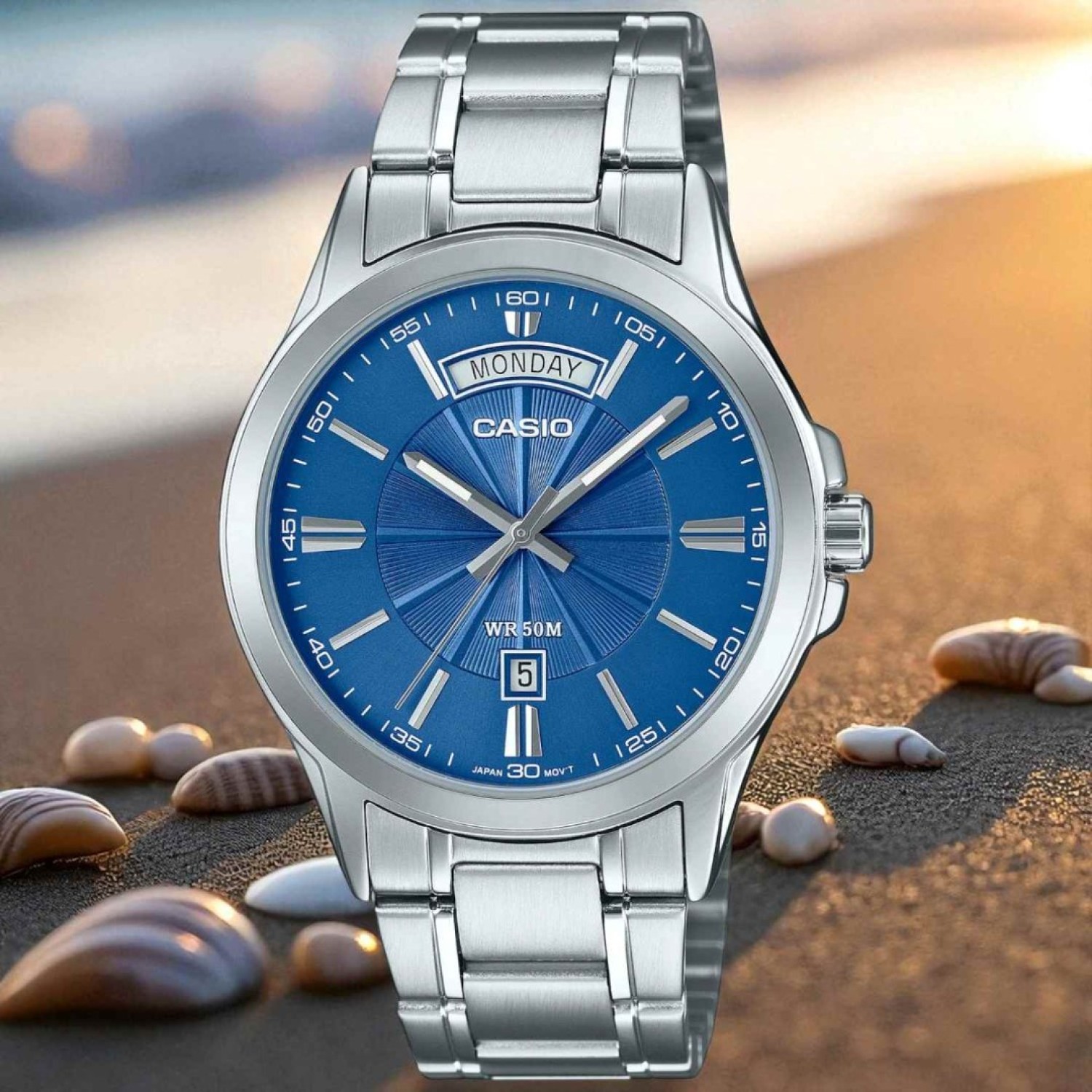 Casio MTP1381D-2A Classic Blue Dial Watch Casio MTP1381D-2A Blue Dial Watch with Day-Date Display