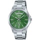 Casio MTP1381D-3A Green Dial Watch with Day-Date Display