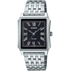 MTPB190D-1B Casio Classic Watch – Black Dial, Roman Numerals, Water-Resistant, Stainless Steel