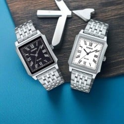 MTPB190D-7B Casio Classic Watch – White Dial, Roman Numerals, Water-Resistant, Stainless Steel