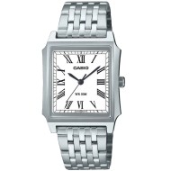 MTPB190D-7B Casio Classic Watch – White Dial, Roman Numerals, Water-Resistant, Stainless Steel