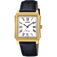 MTPB190GL-7B Casio Classic Watch – White Dial, Roman Numerals, Water-Resistant, Leather Strap