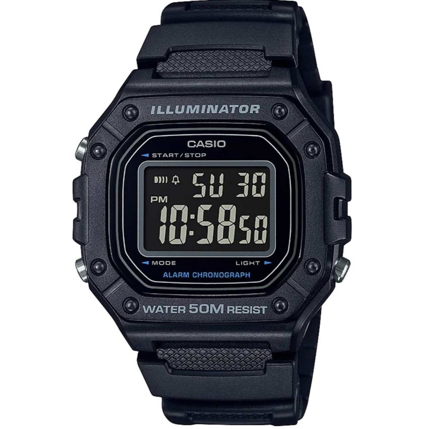 Christies Jewellery - W218H-1B Casio Alarm Digital Watch Auckland NZ W218H-1B Casio Alarm Digital Watch - Black resin casing with full digital display