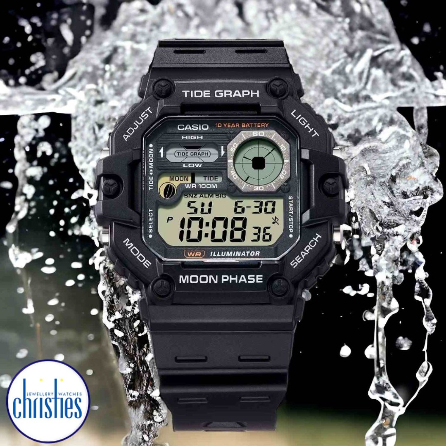 WS1700H-1A Casio Moon Phase Fishing Watch WS-1700H-1 Casio New Zealand and Auckland - Free Delivery - Afterpay, Laybuy and Zip  the easy way to pay - Cheap Casio Watches Auckland