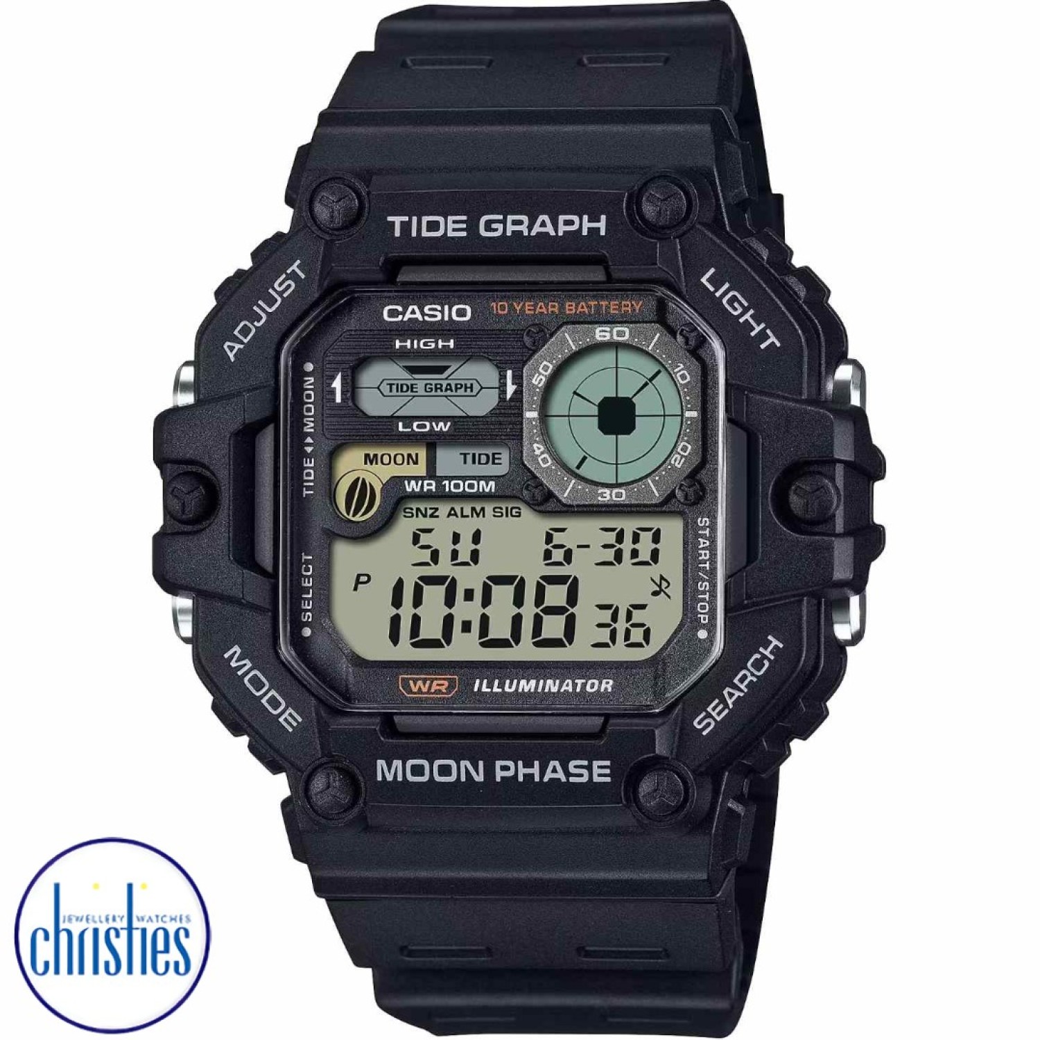 Christies Jewellery - WS1700H-1A Casio Moon Phase Fishing Watch Watches Auckland NZ WS1700H-1A Casio Moon Phase Fishing Watch WS-1700H-1 Casio New Zealand and Auckland - Free Delivery - Afterpay, Laybuy and Zip the easy way to pay - Cheap Casio Watches Auckland