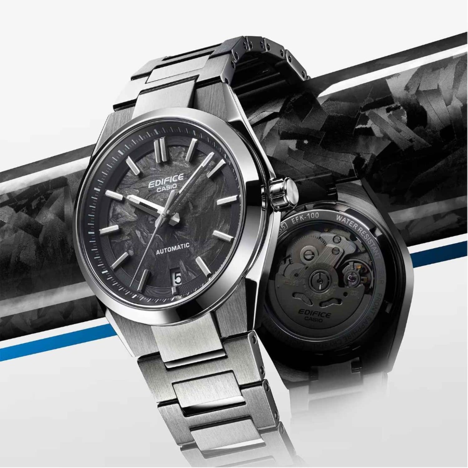 EFK100CD-1A Casio Edifice – Luxury Automatic Watch at Christies NZ Casio Edifice EFK100CD-1A Automatic Watch – Forged Carbon Dial, Sapphire Crystal