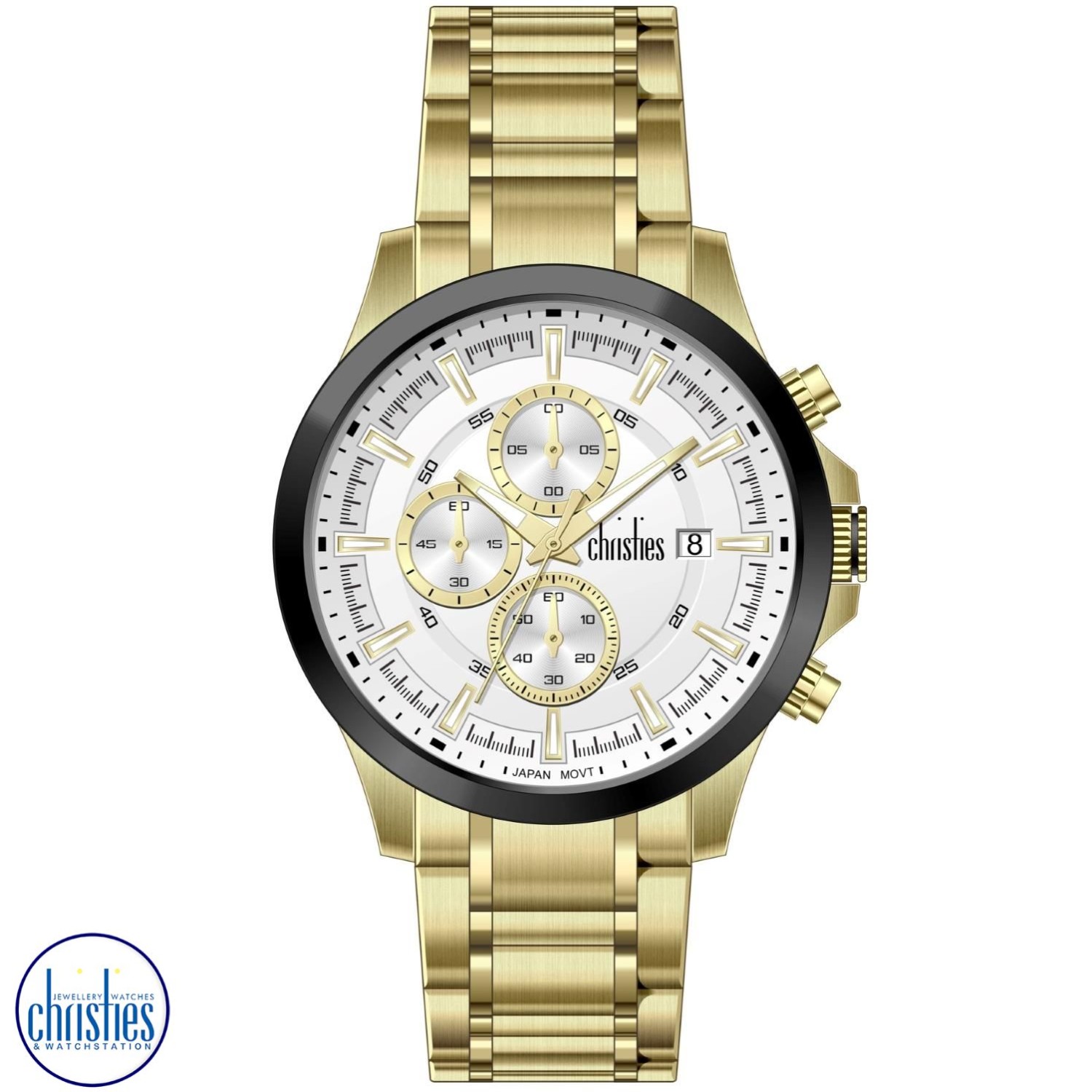 Christies Jewellery - 26433 Christies Lumina Men's Gold White- Dial Chronograph Watch Watches NZ 26433 Christies Lumina Men's Gold White- Dial Chronograph Watch 29433 Watches NZ
