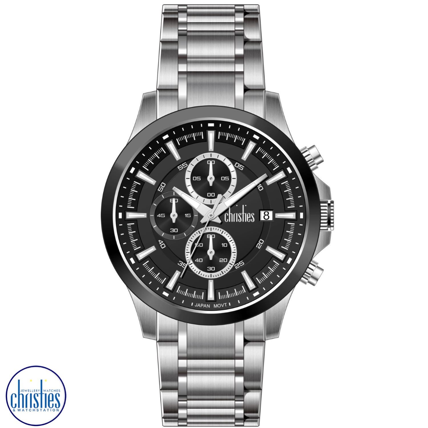 Christies Jewellery - 26435 Christies Lumina Men's Stainless -Steel Black-Dial Chronograph Watch Watches NZ 26435 Christies Lumina Men's Stainless -Steel Black-Dial Chronograph Watch 26435 Watches NZ