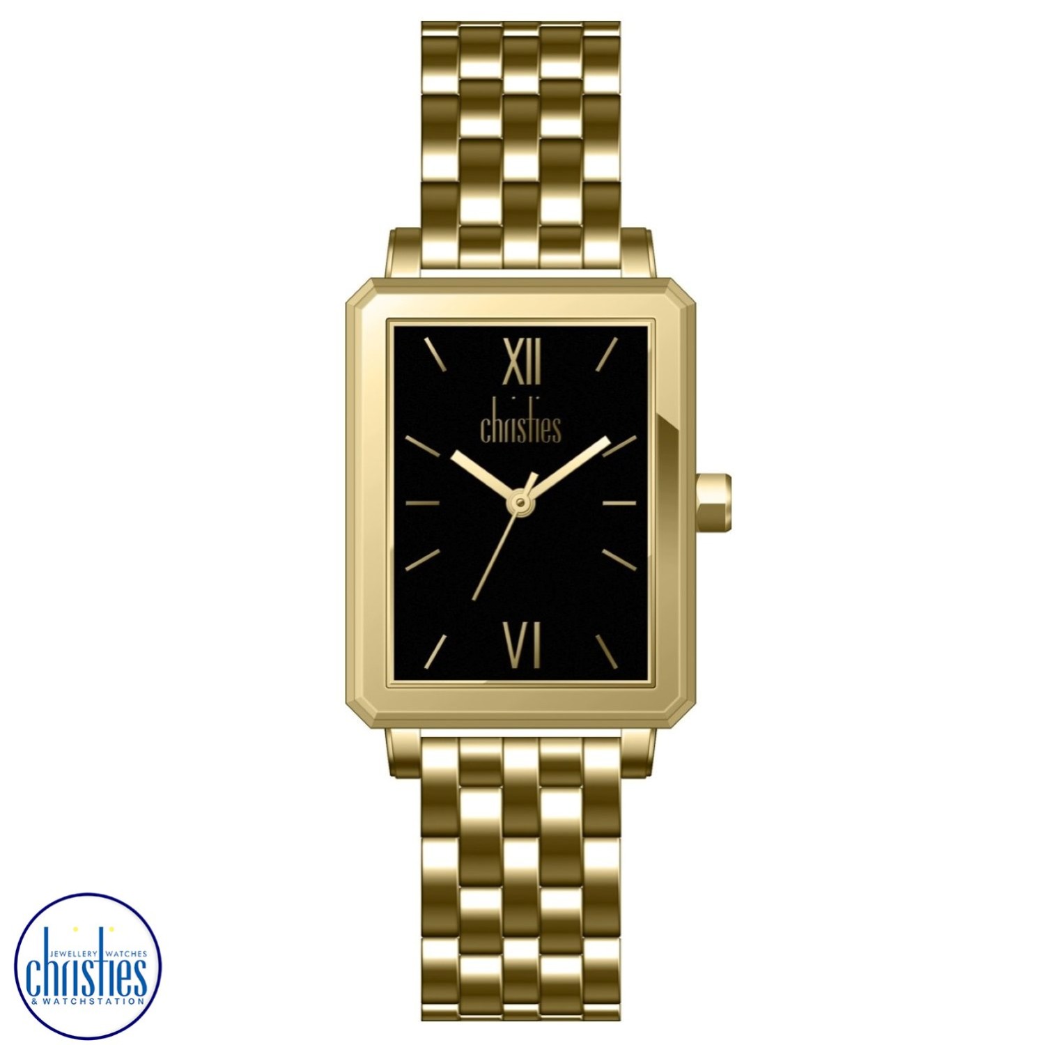Christies Jewellery - Christies Noir Black Dial Gold-Tone Watch Watches NZ Christies Noir Black Dial Gold-Tone Watch 29529 Watches NZ