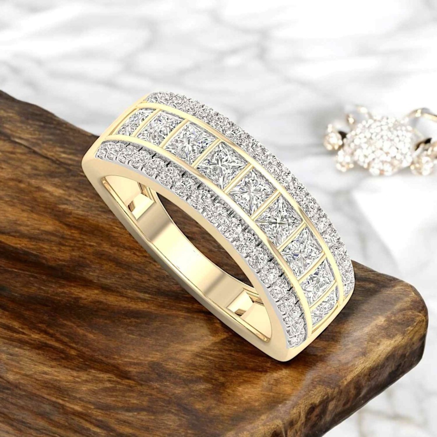 18ct Gold Diamond Dress Ring RA04215 | Yellow Gold band with Diamonds
