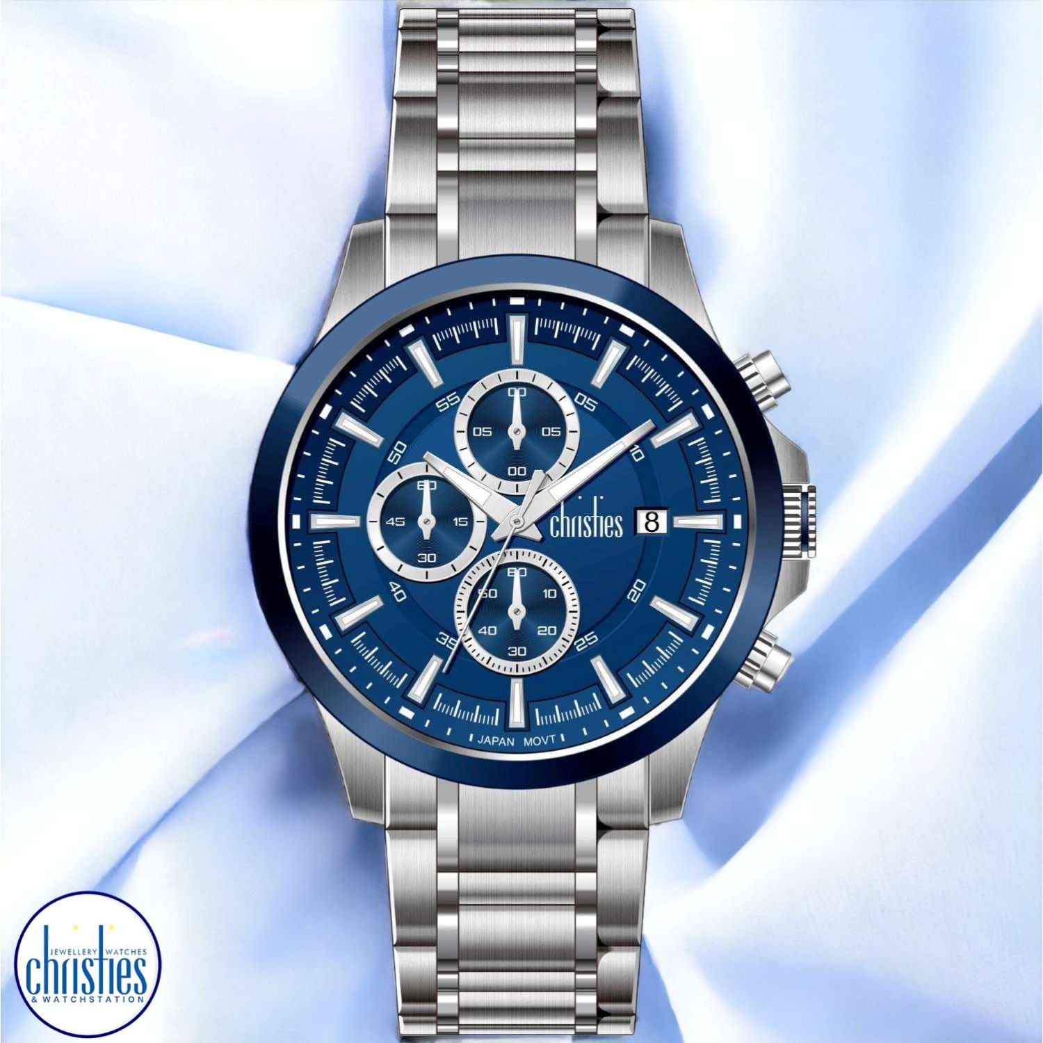 26434 Christies Lumina Men's Silver Blue-Dial Chronograph  Watch 26434 Watches NZ