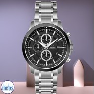 26435 Christies Lumina Men's Stainless -Steel Black-Dial Chronograph Watch