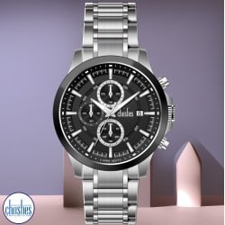 26435 Christies Lumina Men's Stainless -Steel Black-Dial Chronograph Watch