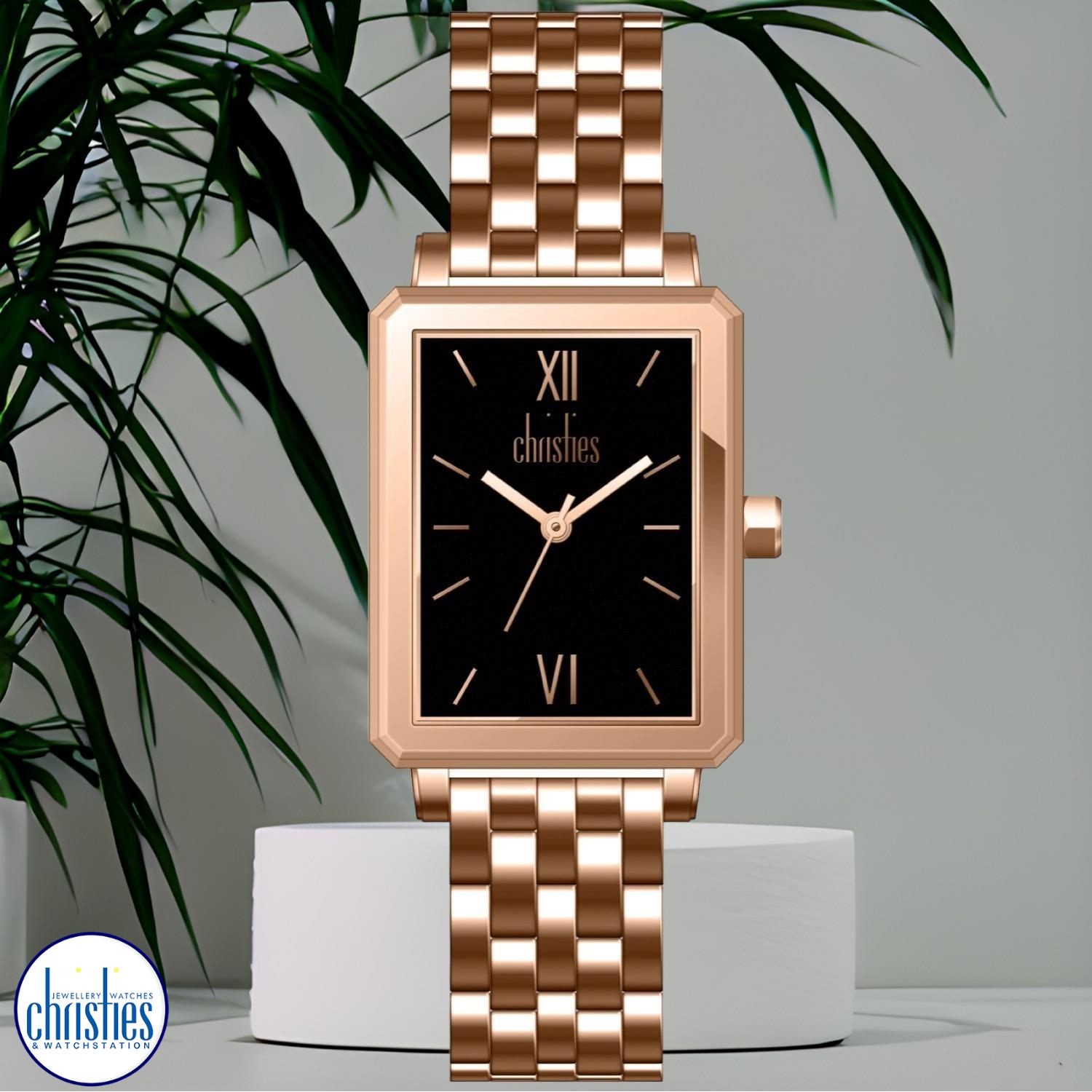 29524 Christies Women's Noir Rose-Gold Tone Watch 29524 Watches NZ