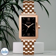 29524 Christies Women's Noir Rose-Gold Tone Stainless- Steel Watch