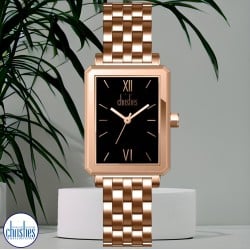 29524 Christies Women's Noir Rose-Gold Tone Stainless- Steel Watch
