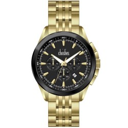 30412 Christies Luxor Mens Gold Tone Black-Dial Watch