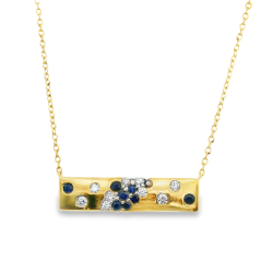 9CT Gold Diamond And Sapphire Bar Necklace | NT403620Y09SA1
