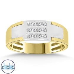 9CT Gold Gents 2- Tone Diamond Ring DCMRG0374-R