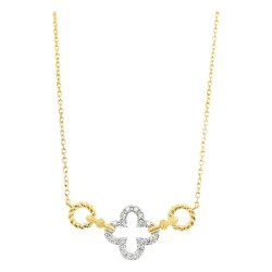 9ct Gold Diamond Clover Necklace | NT408756Y09DI1