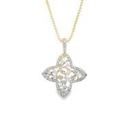 9ct Gold Diamond Floral Pendant| PN415590Y09DI1