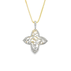 9ct Gold Diamond Floral Pendant| PN415590Y09DI1