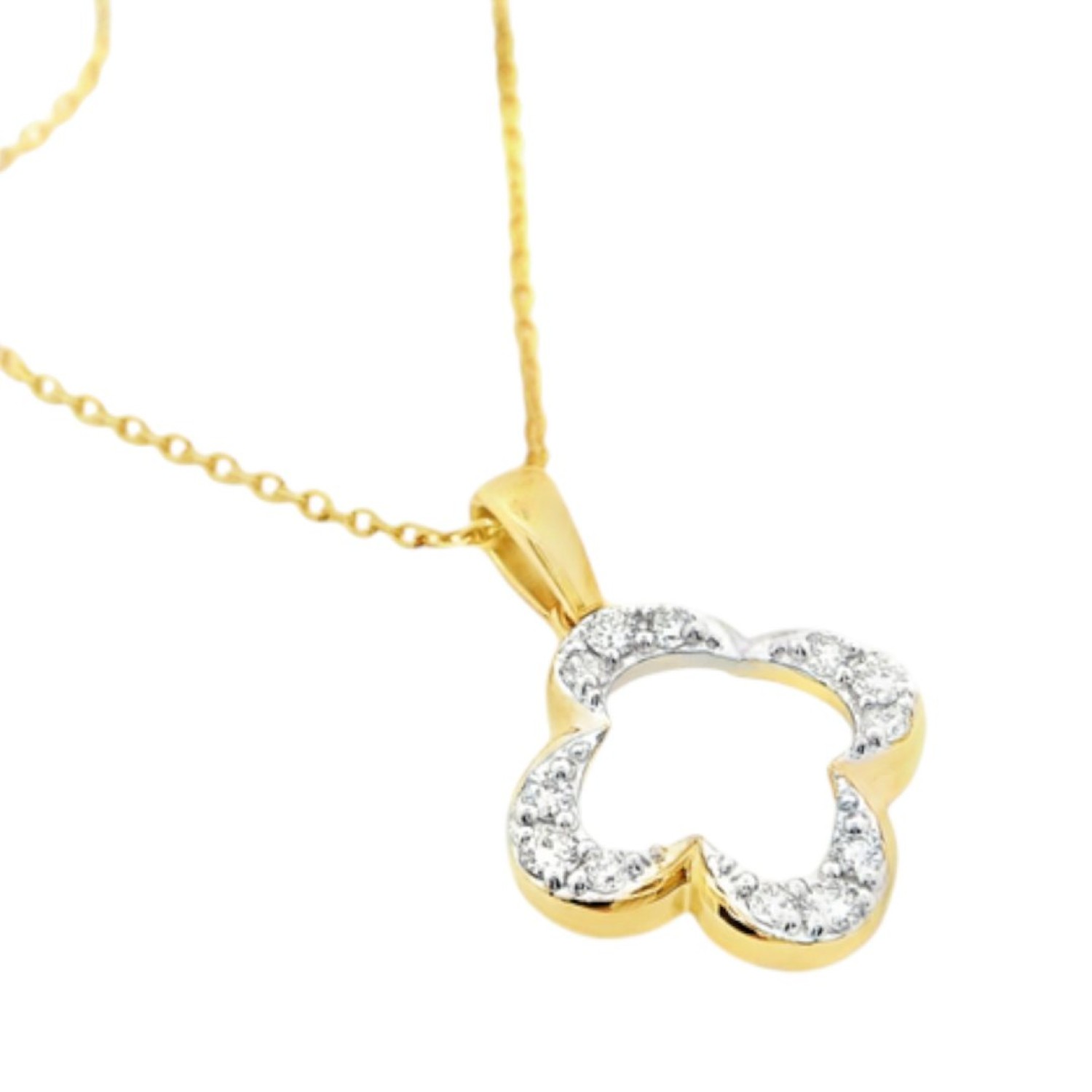 9ct Gold Diamond Clover Pendant |PF25061-LGD-9KY – Christies Jewellery NZ- Christies Jewellery Online and Auckland - Free Delivery - Afterpay and Zip the easy way to pay 9ct Gold Diamond Clover Pendant |PF25061-LGD-9KY by Christies Jewellery