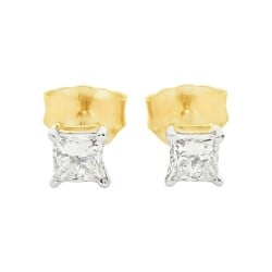 9ct Gold Diamond Princess-Cut Stud Earrings |ES00793-LGD-9KY