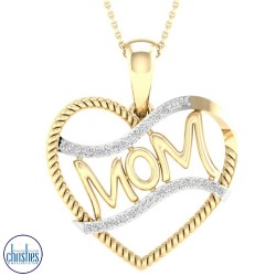 9ct Gold Diamond Set Mom Pendant PH2786