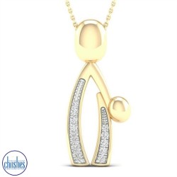 9ct Gold Diamond Set Mother-Child Pendant PF12348