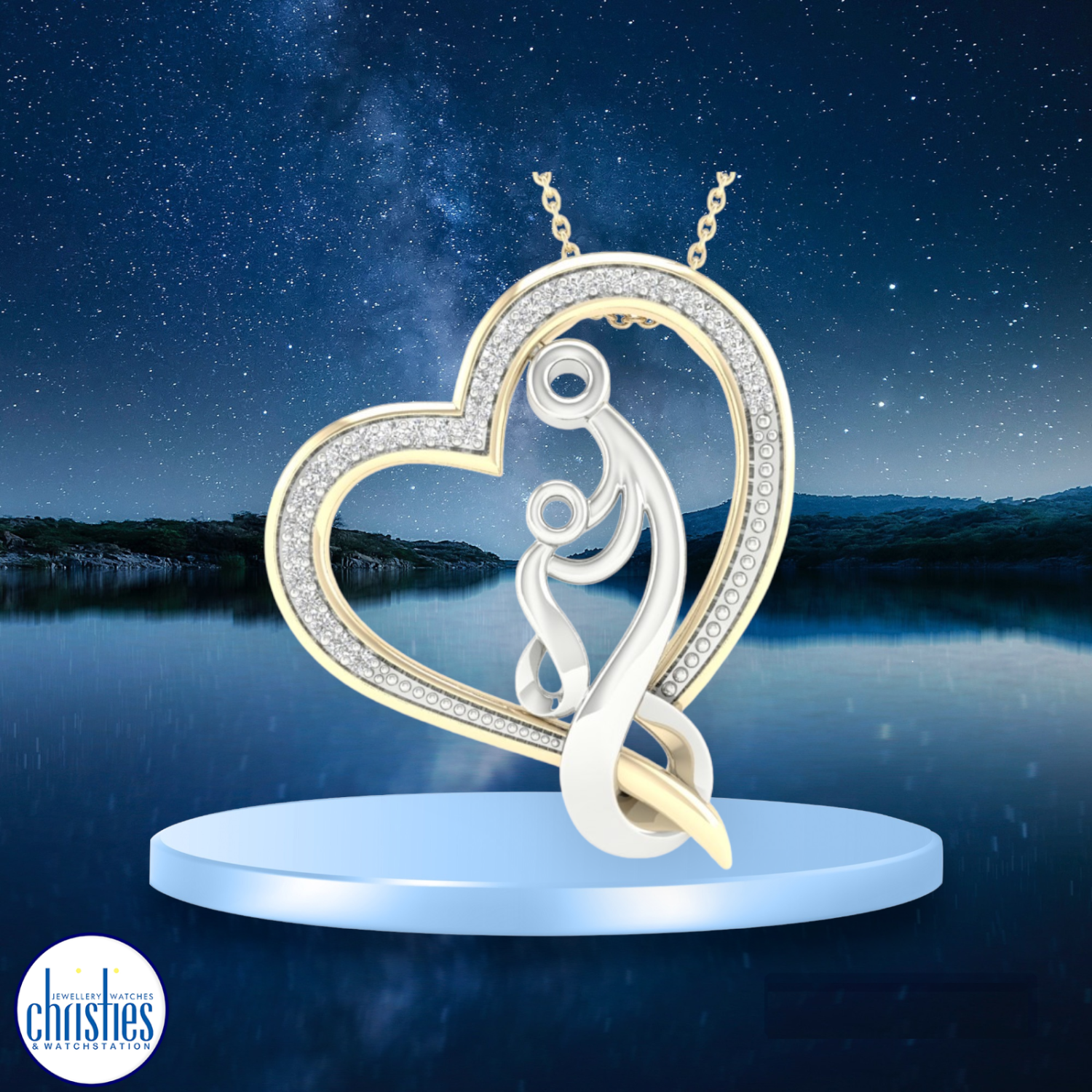 Christies Jewellery - 9ct Gold Diamond Set Mother-Child Pendant PH3851 diamond rings nz 9ct Gold Diamond Set Mother-Child Pendant PH3851 PH3851 diamond jewellery