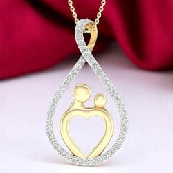 9ct Gold Diamond Set Mother-Daughter Pendant PF2882