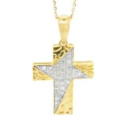 9ct Gold Diamond Cross Pendent |PD01126