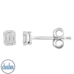 9ct White Gold Diamond Studs TDW 0.12CT DCER0385