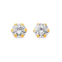 9ct 6 Claw Cubic Zirconia Stud Earrings 