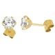 9ct gold stud earrings featuring a sparkling round-cut cubic zirconia gemstone in a six-claw setting