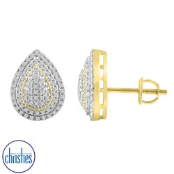 9ct Yellow Gold Diamond Pear Shape Studs 0.26ct TDW DCER0369