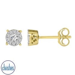 9ct Yellow Gold Diamond Studs TDW 0.24CT DCER0368