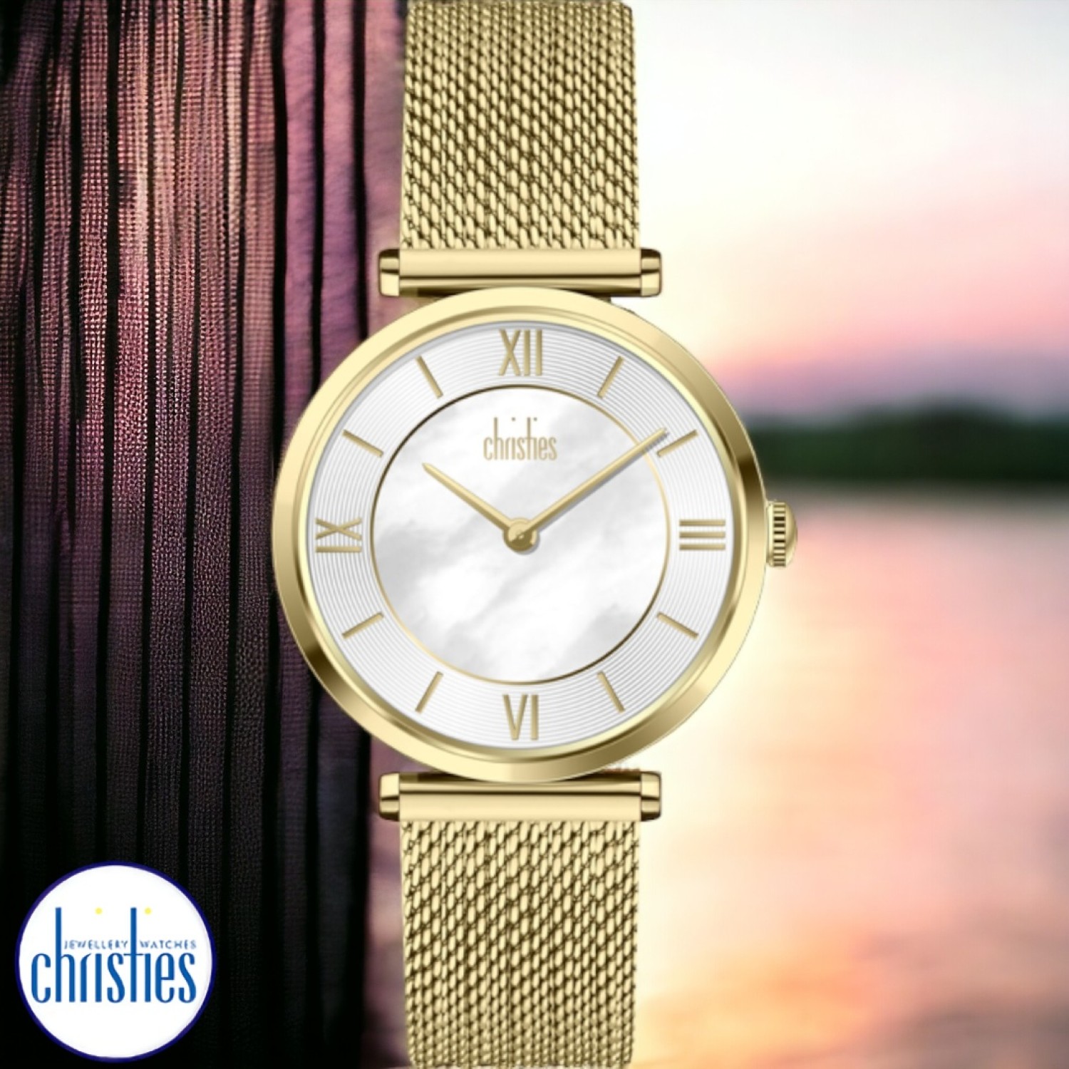 AW458-V2 Christies Luxe Gold Mesh Strap Watch AW458-V2  Christies Jewellery NZ- Christies Jewellery Online and Auckland - Free Delivery - Afterpay, Laybuy and Zip  the easy way to pay