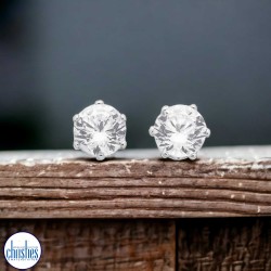 Silver Clear Cubic Zirconia Stud Earrings 5mm