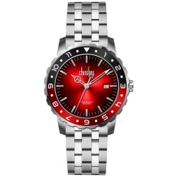 Christies Luxor Mens Silver Tone Red-Dial Watch 761669 Christies Luxor Mens Silver Tone Red-Dial Watch 761669