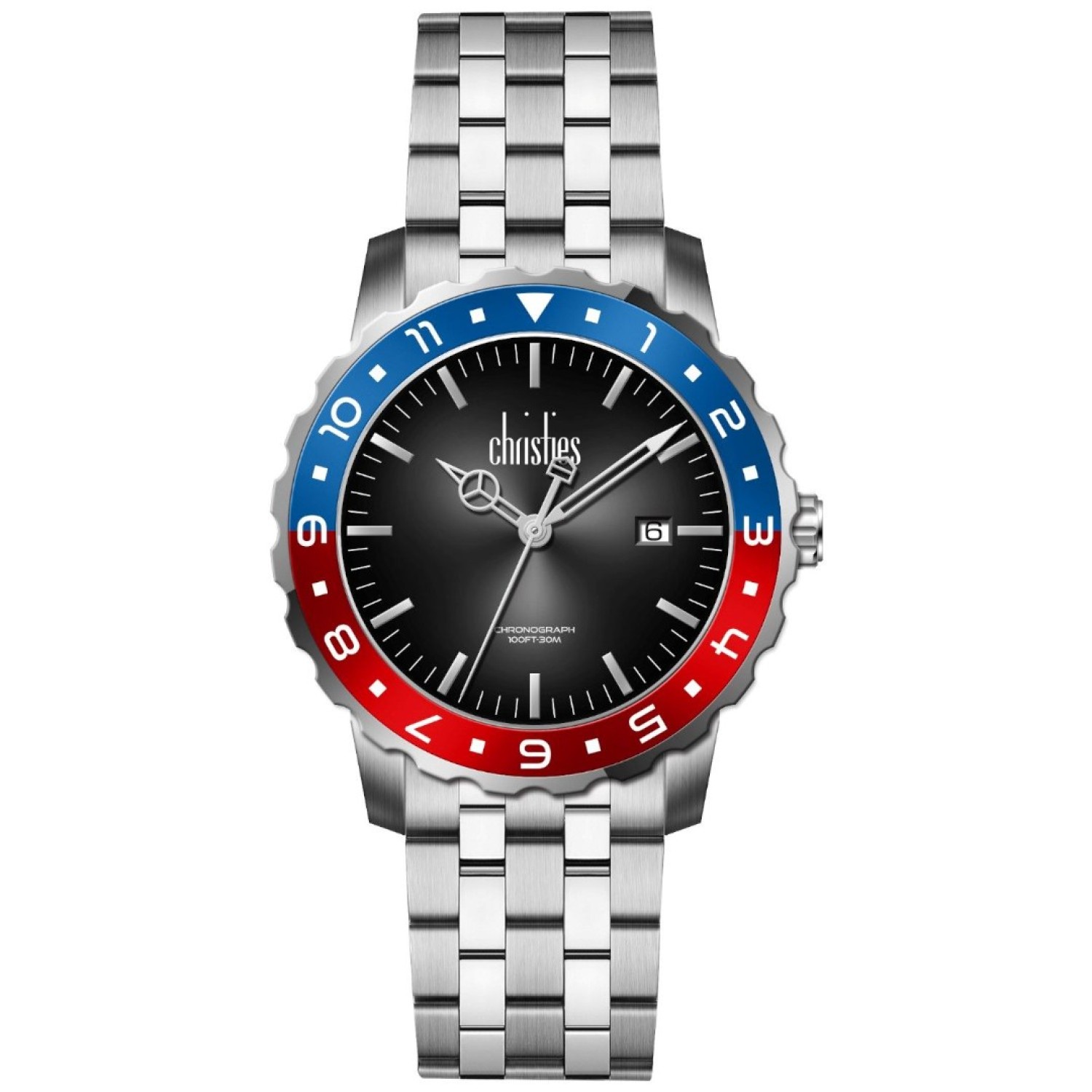 Christies Luxor – Silver Bracelet, Black Dial with Pepsi Bezel 761668 – Christies Jewellery NZ- Christies Jewellery Online and Auckland - Free Delivery - Afterpay and Zip the easy way to pay Christies Luxor – Silver Bracelet, Black Dial with Pepsi Bezel 761668 by Christies Jewellery