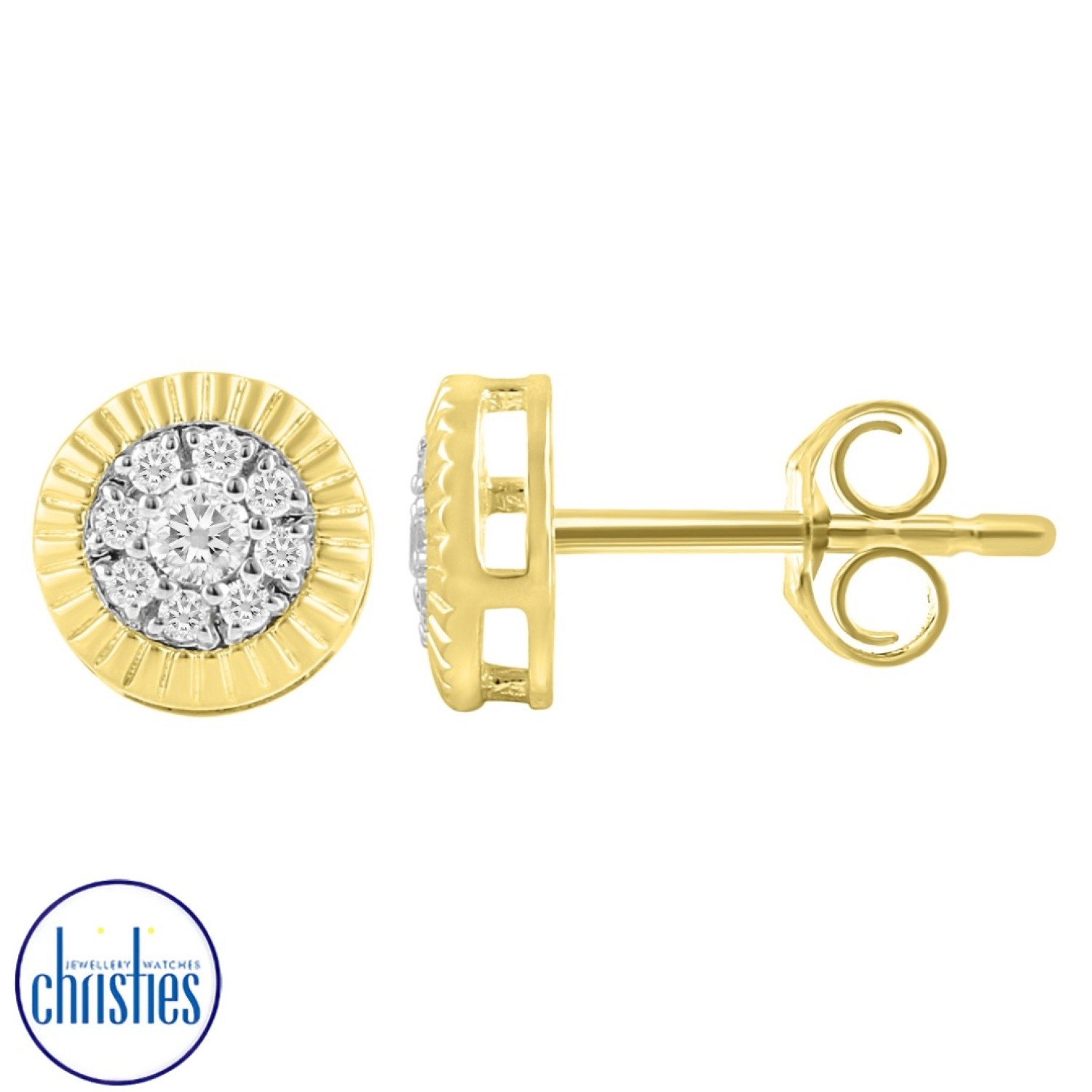 9ct Yellow Gold Diamond Studs TDW 0.24CT HI/I1-2 DCMER0375  DCMER0375 Christies Jewellery NZ- Christies Jewellery Online and Auckland - Free Delivery - Afterpay, Laybuy and Zip  the easy way to pay