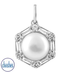 9ct White Gold Diamond Pearl Pendant DCPD0382 9ct White Gold Diamond Pearl Pendant DCPD0382