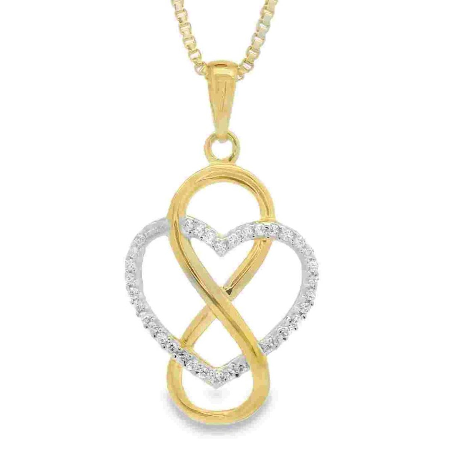 9ct Gold Infinity Heart Pendant – Christies Jewellery NZ- Christies Jewellery Online and Auckland 9ct Gold Infinity Heart Pendant Necklace on a white background