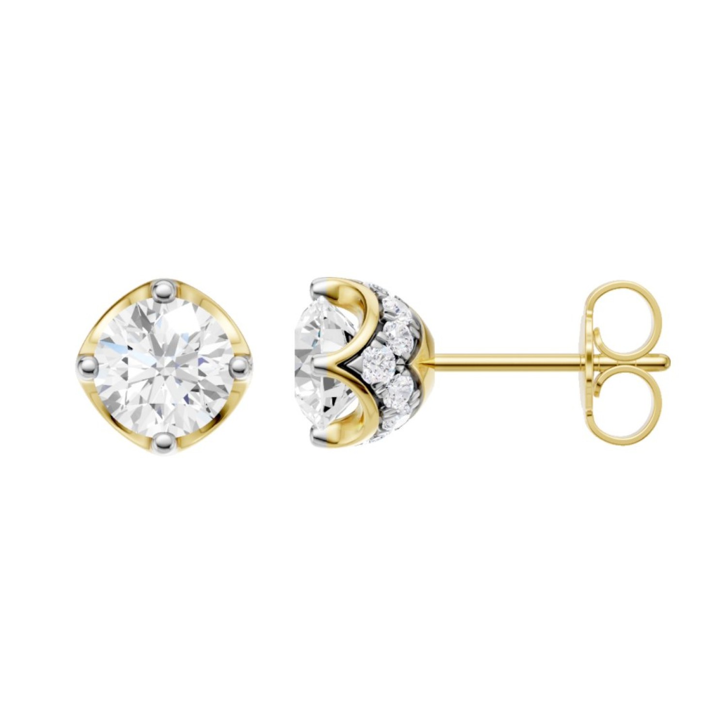 18ct Diamond Studs 1.5cts – Christies Jewellery NZ – Free Delivery & 5-Year Warranty 18ct Diamond Studs 1.5cts – Cushion-Framed Yellow Gold Earrings by Christies