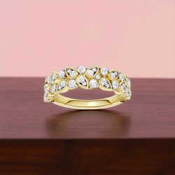 9ct Yellow Gold Diamond Leaf Cluster Ring - RA8453